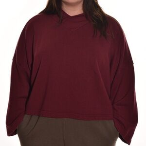 Bryn Walker Sweatshirt V Neck Bamboo Cotton Fleece Womens Medium Burgundy Red
